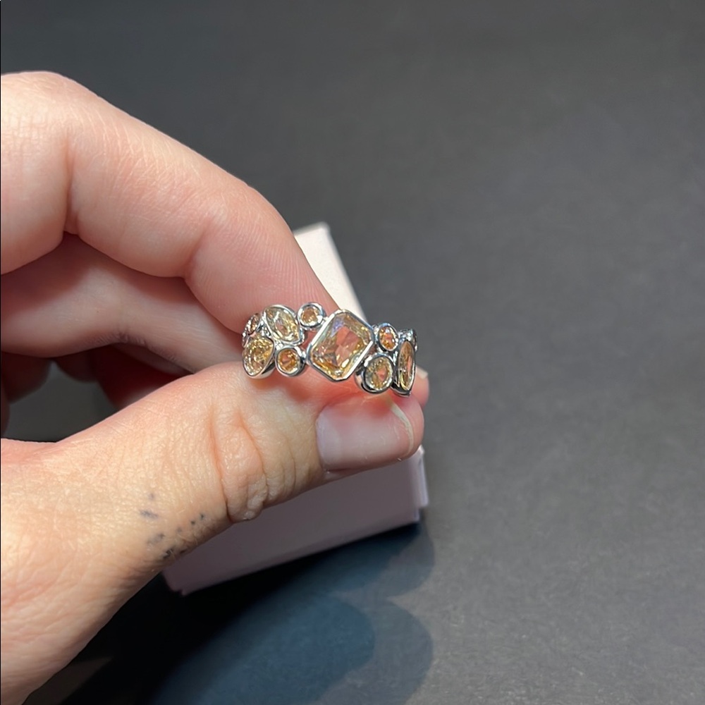 Elegant Silver and smoky gemstone Women's Ring Bomb Party